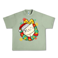 Oil Green Christmas wreaths cat Urban Heavy Tee - MaliasSmallBusiness
