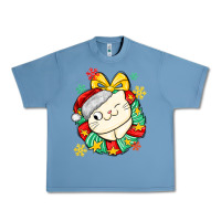 Pebble Blue Christmas wreaths cat Urban Heavy Tee - MaliasSmallBusiness