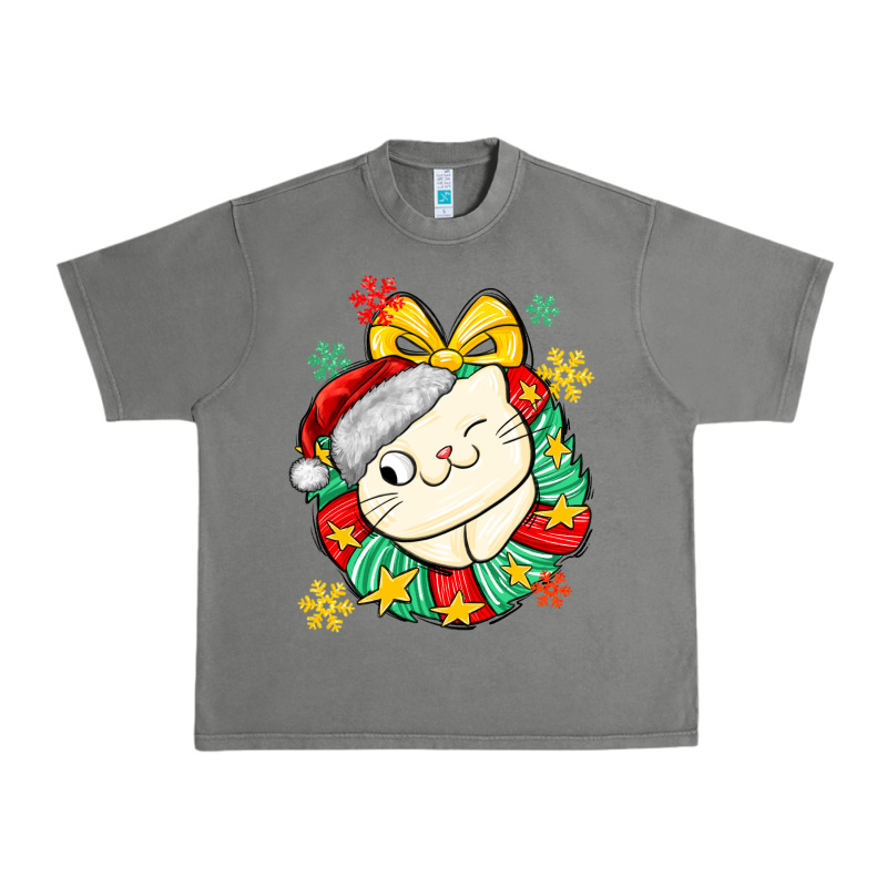Christmas Wreaths Cat Urban Heavy Tee by MaliasSmallBusiness | Teevron