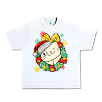 White Christmas wreaths cat Urban Heavy Tee - MaliasSmallBusiness