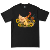 Black western coop animals farm chicken chick rooster sunflowers Premium Tee - Artiststas