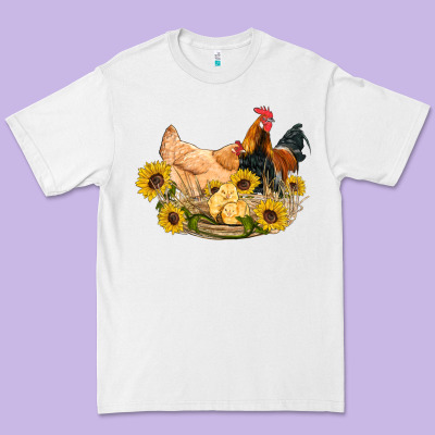 Western Coop Animals Farm Chicken Chick Rooster Sunflowers Premium Tee Designed By Artiststas