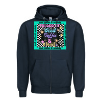 Navy fueled by ıced coffee and anxiety Zipper Hoodie - TumblerDesignByShophia