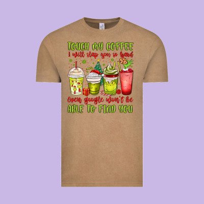 Christmas Characters Coffee Cups Vintage Tee Designed By Maliassmallbusiness