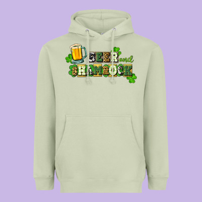 Beer And Shamrock Heavyweight Hoodie Designed By Cowgirlartshop