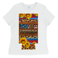 White proud veteran 12 oz slim can cooler Ladies Tee - Artiststas