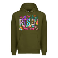 Army Green He is risen indeed Happy Easter Day Premium Hoodie - HowdyJamesFarm