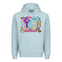 Blue Mist He is risen indeed Happy Easter Day Premium Hoodie - HowdyJamesFarm