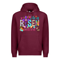 Burgundy He is risen indeed Happy Easter Day Premium Hoodie - HowdyJamesFarm