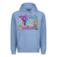 Colony Blue He is risen indeed Happy Easter Day Premium Hoodie - HowdyJamesFarm