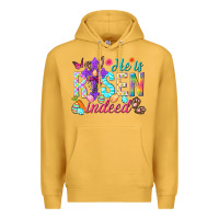 Mustard He is risen indeed Happy Easter Day Premium Hoodie - HowdyJamesFarm