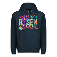 Navy He is risen indeed Happy Easter Day Premium Hoodie - HowdyJamesFarm