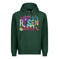 Sports Green He is risen indeed Happy Easter Day Premium Hoodie - HowdyJamesFarm
