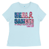 Baby Blue heal cancer with cancer ribbon Ladies Tee - AdoDesignShop