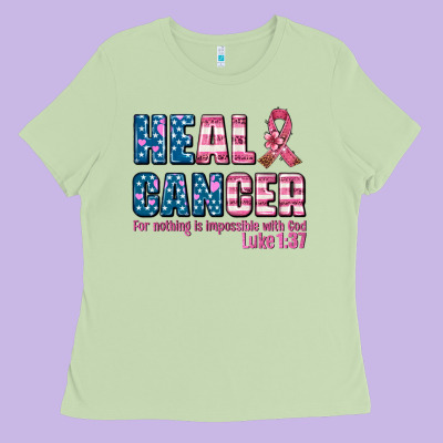 Heal Cancer With Cancer Ribbon Ladies Tee Designed By Adodesignshop
