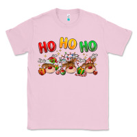 Bubblegum Pink ho ho ho reindeer Classic Tee - MaliasSmallBusiness
