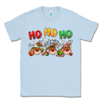 Dusty Blue ho ho ho reindeer Classic Tee - MaliasSmallBusiness