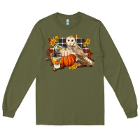 Army Green Fall Barn Owl Long Sleeve Tee - LillyAllenDesigns