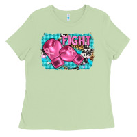 Matcha fight with boxing gloves and cancer ribbon Ladies Tee - AdoDesignShop