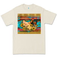 Bone western coop animals farm chicken chick rooster sunflowers wooden sera Premium Tee - Artiststas