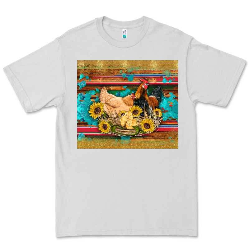 Western Coop Animals Farm Chicken Chick Rooster Sunflowers Wooden Sera Premium Tee by Artiststas | Teevron