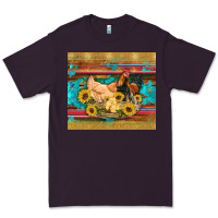 Plum western coop animals farm chicken chick rooster sunflowers wooden sera Premium Tee - Artiststas