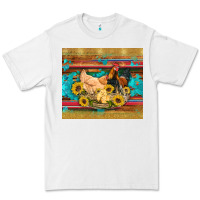 White western coop animals farm chicken chick rooster sunflowers wooden sera Premium Tee - Artiststas