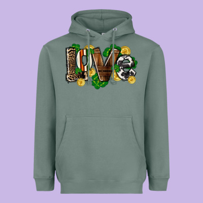 Western Love St. Patrick's Day Heavyweight Hoodie Designed By Cowgirlartshop