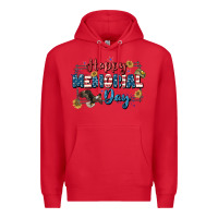 Red Happy memorial day 4th of july Premium Hoodie - CowGirlArtShop