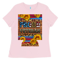Bubblegum Pink proud veteran  12 oz regular can cooler Ladies Tee - Artiststas