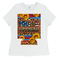 White proud veteran  12 oz regular can cooler Ladies Tee - Artiststas