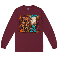 Burgundy Western Fall Cow Mama Long Sleeve Tee - LillyAllenDesigns