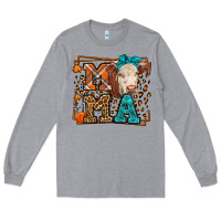 Heather Grey Western Fall Cow Mama Long Sleeve Tee - LillyAllenDesigns