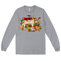 Heather Grey Fall charolais bull Long Sleeve Tee - RanaPortraitStore