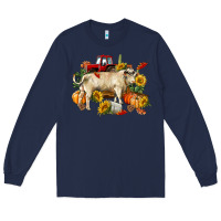 Navy Fall charolais bull Long Sleeve Tee - RanaPortraitStore