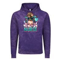 Cloud Purple nurse life messy bun Vintage Hoodie - NancyCooperArtShop