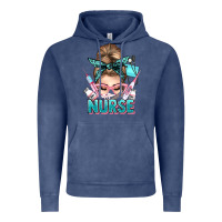 Vintage Denim nurse life messy bun Vintage Hoodie - NancyCooperArtShop
