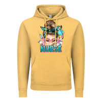 Vintage Mustard nurse life messy bun Vintage Hoodie - NancyCooperArtShop