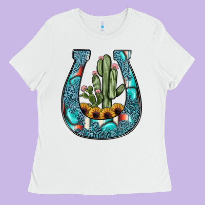 Cactus Horseshoe Ladies Tee Designed By Jahusdesignshop