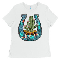 White cactus horseshoe Ladies Tee - JahusDesignShop