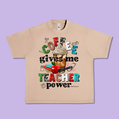 Coffee Gives Me Teacher Power Urban Heavy Tee Designed By Nancycooperartshop