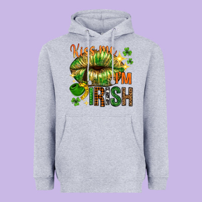 St. Patrick's Kiss Me I'm Irish With Lip Heavyweight Hoodie Designed By Howdyjamesfarm