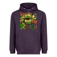 Plum St. Patrick's Kiss me I'm Irish with lip Heavyweight Hoodie - HowdyJamesFarm
