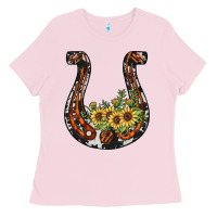 Bubblegum Pink horseshoe sunflower Ladies Tee - JahusDesignShop