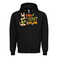 Black The hunt is on Easter Day Zipper Hoodie - HowdyJamesFarm