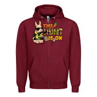Burgundy The hunt is on Easter Day Zipper Hoodie - HowdyJamesFarm