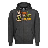 Charcoal Heather The hunt is on Easter Day Zipper Hoodie - HowdyJamesFarm