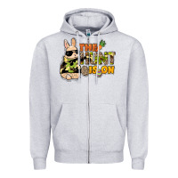 Heather Grey The hunt is on Easter Day Zipper Hoodie - HowdyJamesFarm