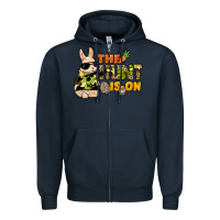 Navy The hunt is on Easter Day Zipper Hoodie - HowdyJamesFarm