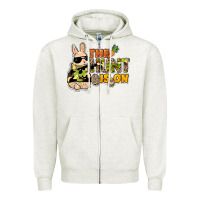 Oatmeal Heather The hunt is on Easter Day Zipper Hoodie - HowdyJamesFarm